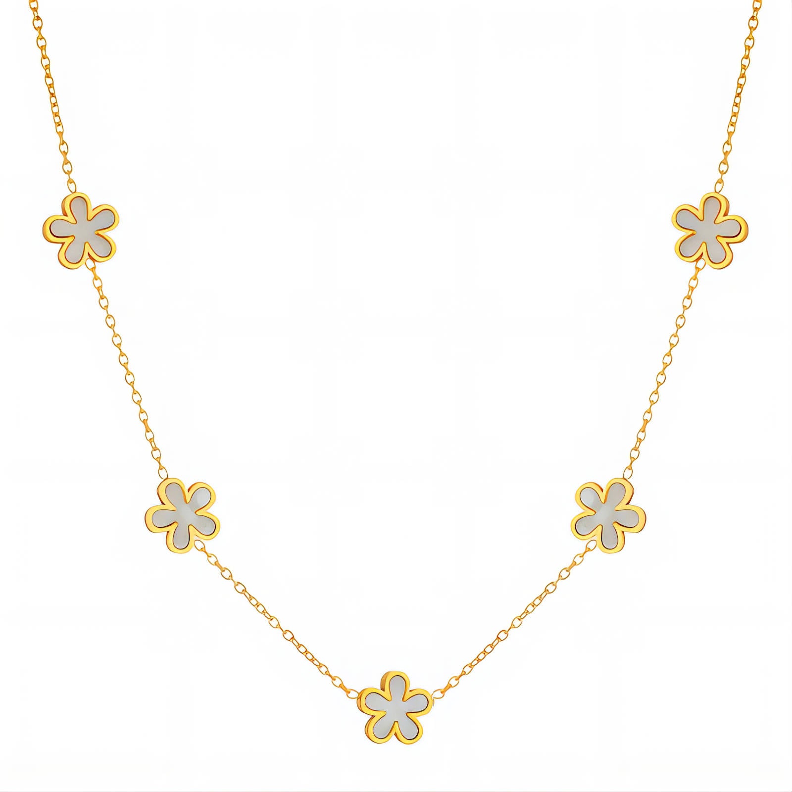 Flower Meadow Necklace, 18K Gold Plated Steel