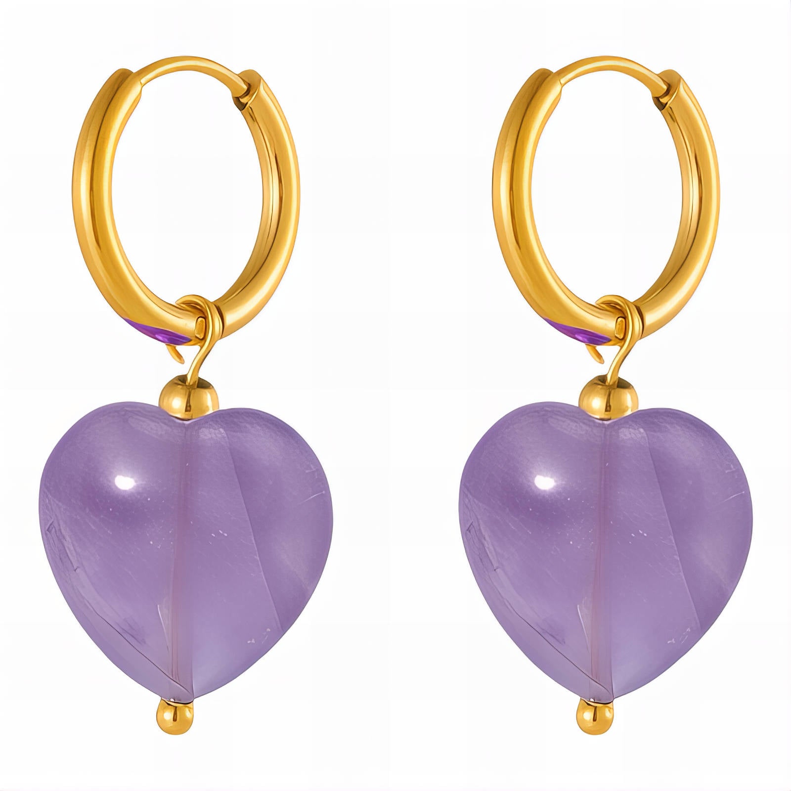 Hearts Earrings, 18K Gold Plated Steel