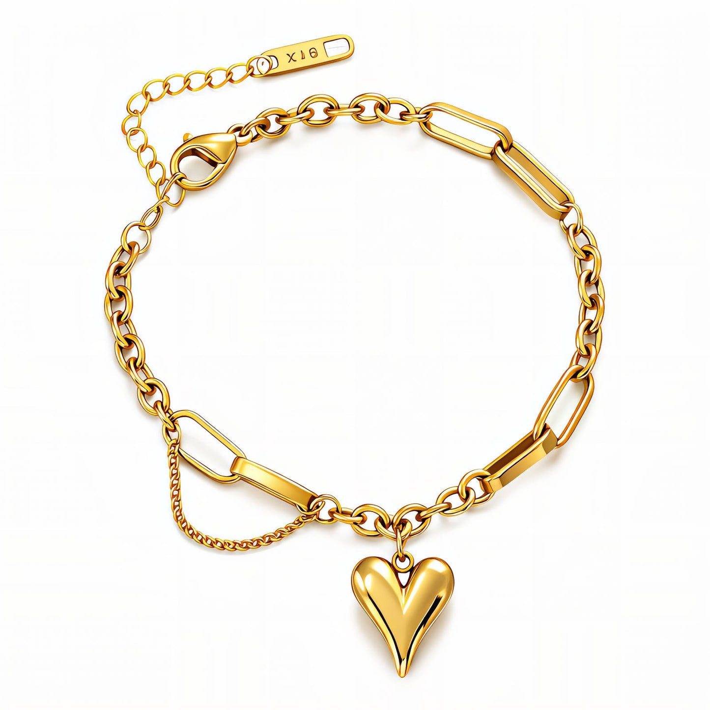 Heart Bracelet, 18K Gold Plated Steel
