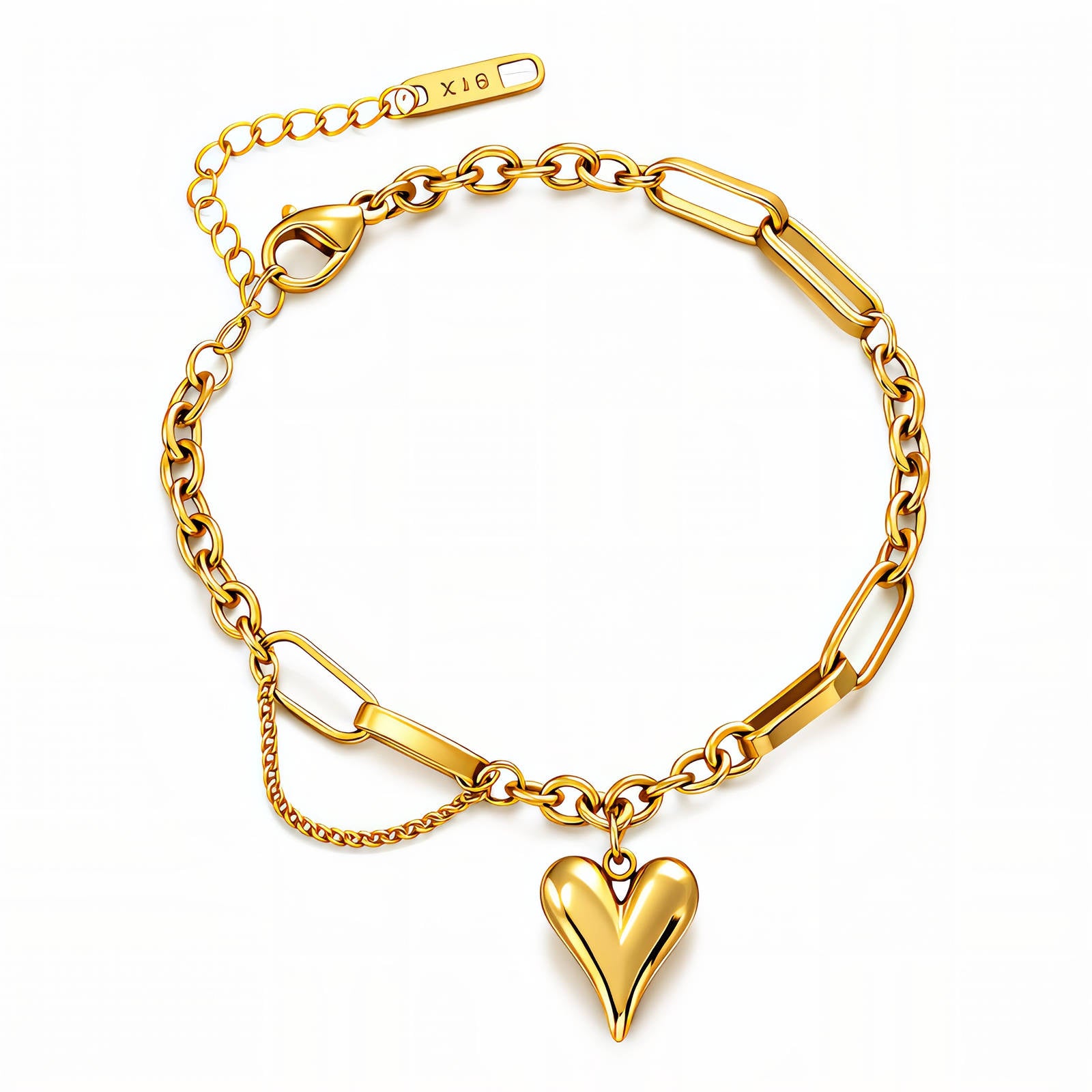 Heart Bracelet, 18K Gold Plated Steel